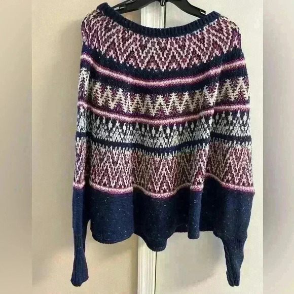 Anthropologie sleeping on snow midland Fair isle poncho sweater wool blend M/L - Picture 5 of 7